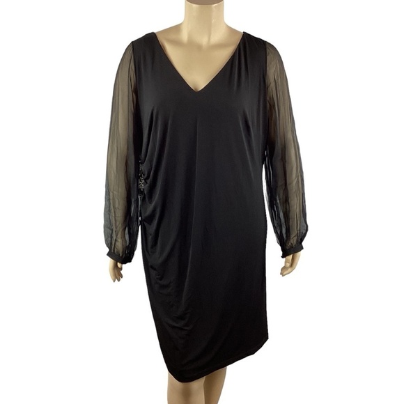 David Meister Long Sleeve Dress Size 20W Black - Picture 1 of 9